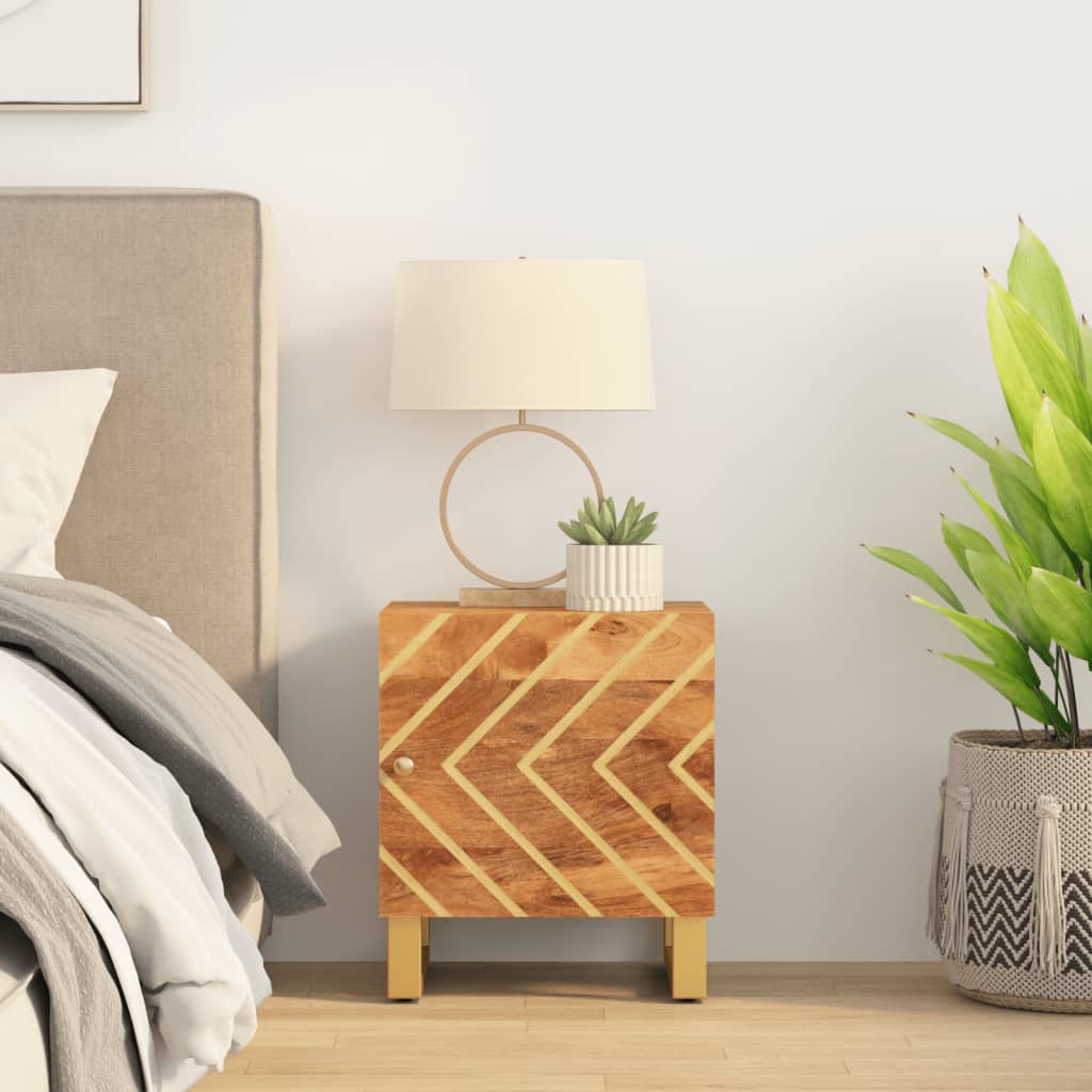 Table de chevet marron et noir bois de manguier solide - XIOS