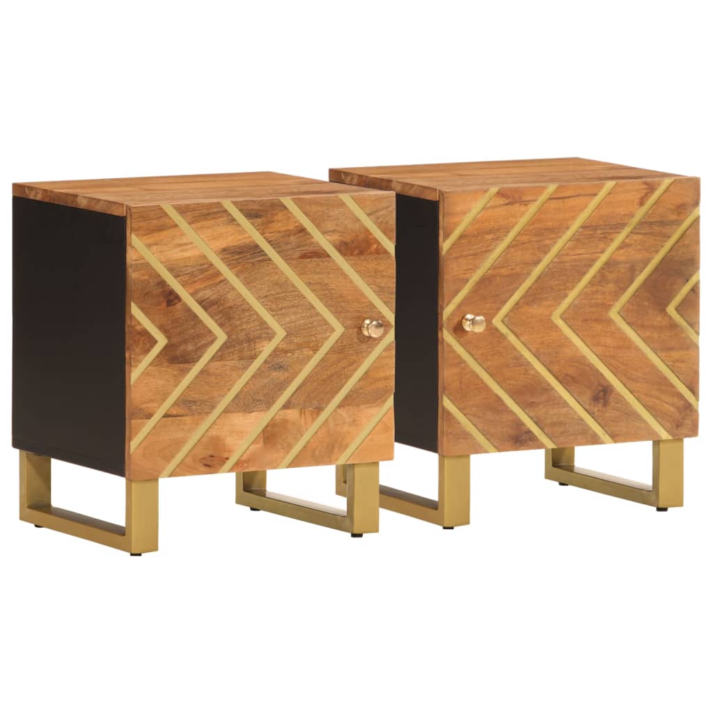Tables de chevet 2 pcs marron et noir bois de manguier solide - XIOS
