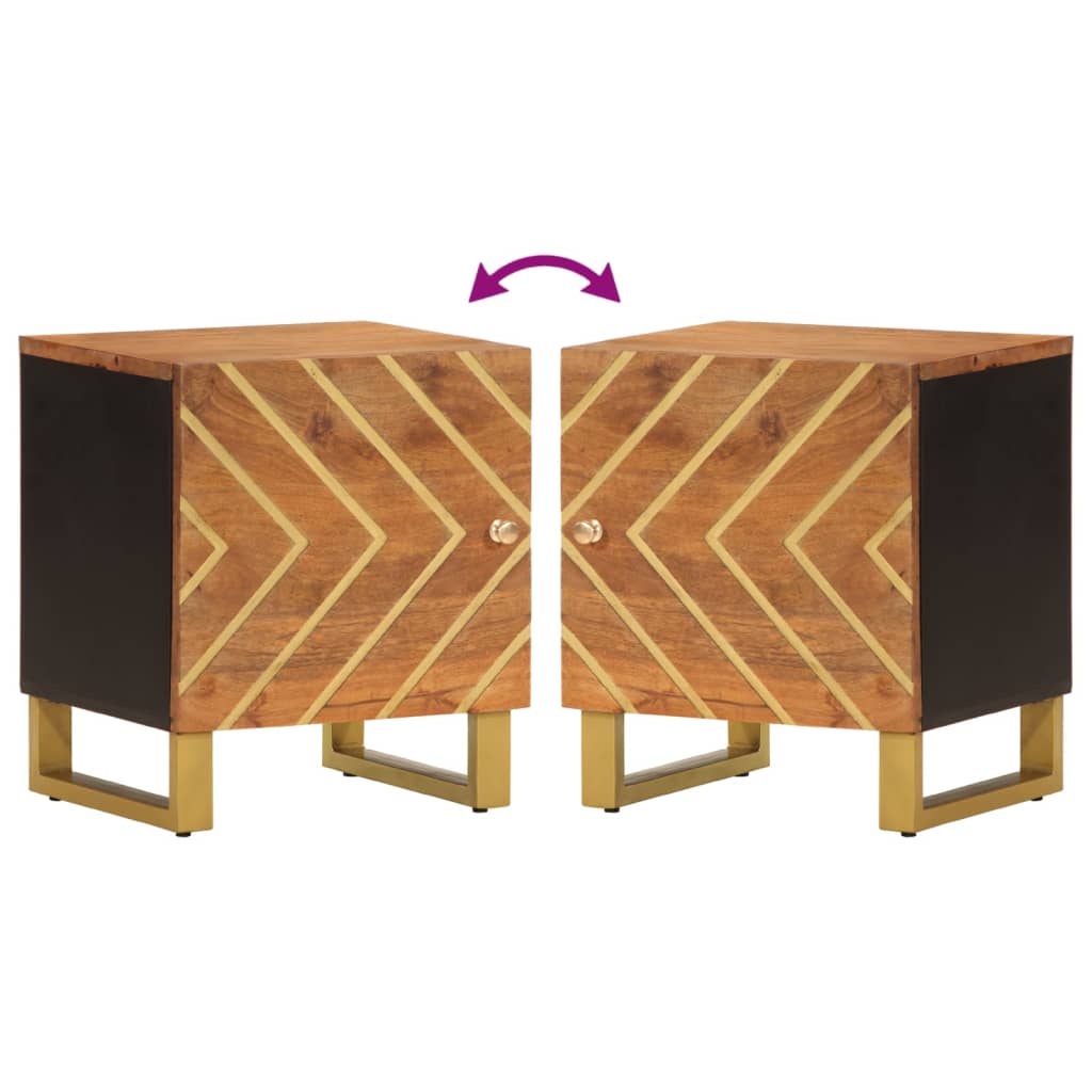 Tables de chevet 2 pcs marron et noir bois de manguier solide