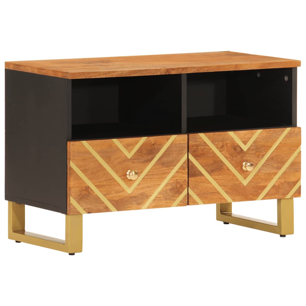 Meuble TV marron et noir 70x33,5x46 cm bois massif de manguier - XIOS