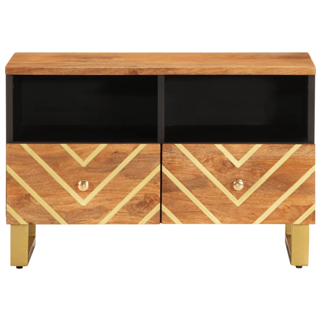 Meuble TV marron et noir 70x33,5x46 cm bois massif de manguier - XIOS