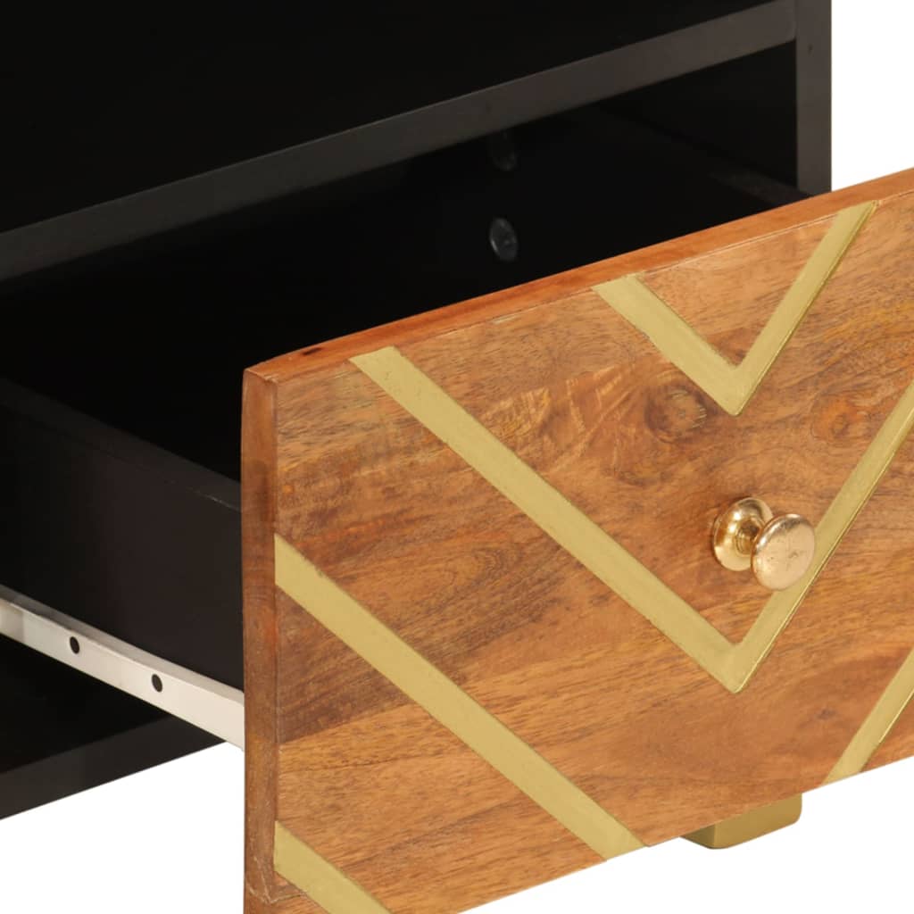 Meuble TV marron et noir 70x33,5x46 cm bois massif de manguier - XIOS