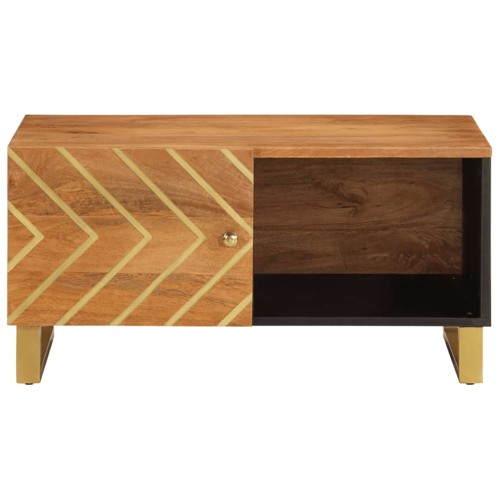 Table basse marron et noir 80x50x40 cm bois de massif manguier - XIOS