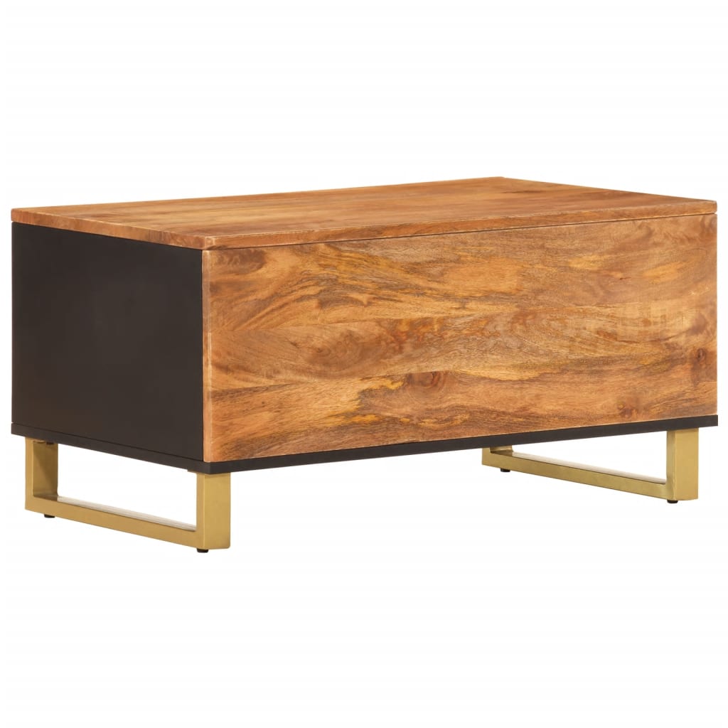 Table basse marron et noir 80x50x40 cm bois de massif manguier - XIOS