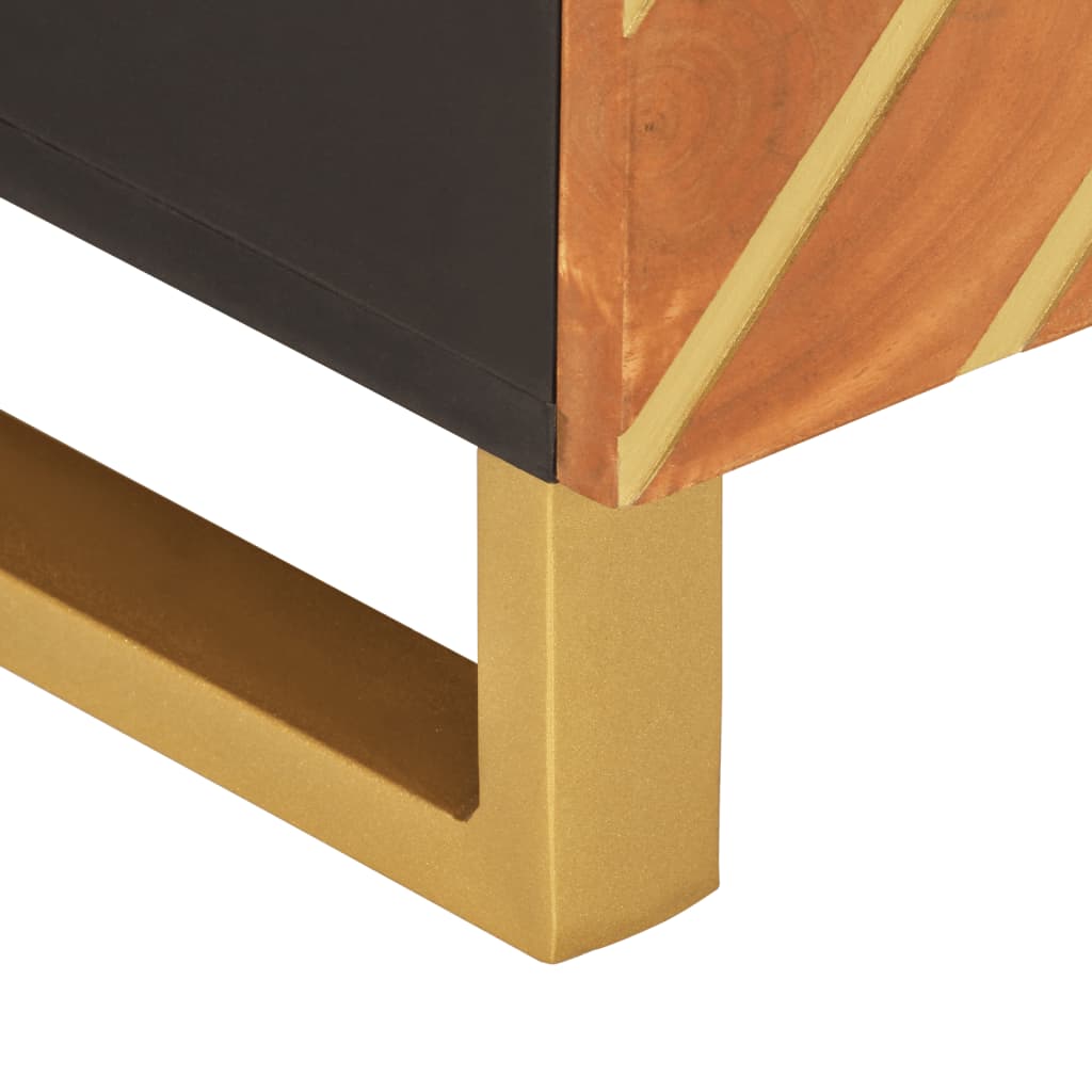 Table basse marron et noir 80x50x40 cm bois de massif manguier - XIOS