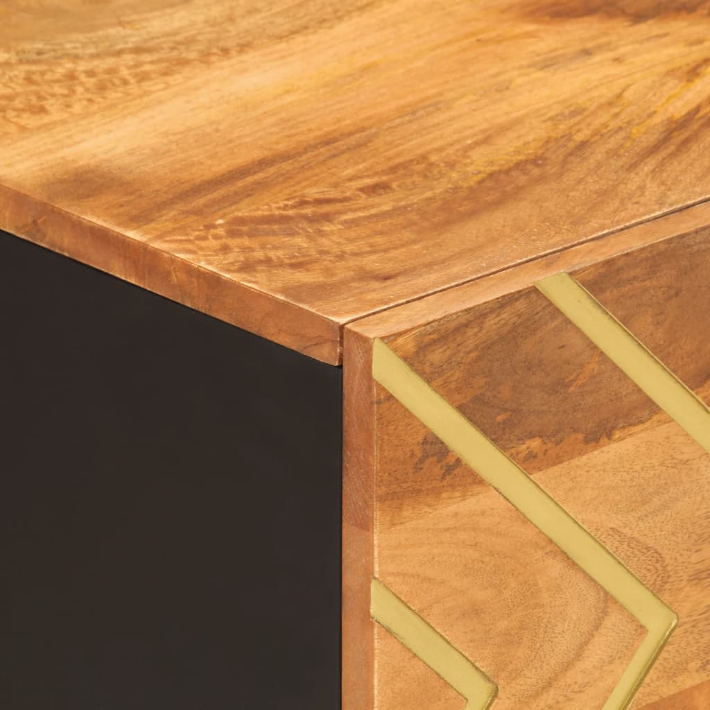 Table basse marron et noir 80x50x40 cm bois de massif manguier - XIOS