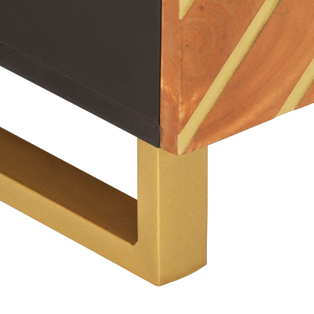 Table basse marron et noir 80x50x40 cm bois de massif manguier - XIOS