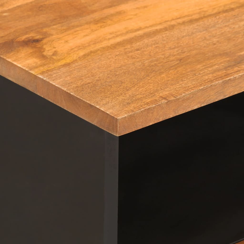 Table de chevet marron et noir bois de manguier solide - XIOS