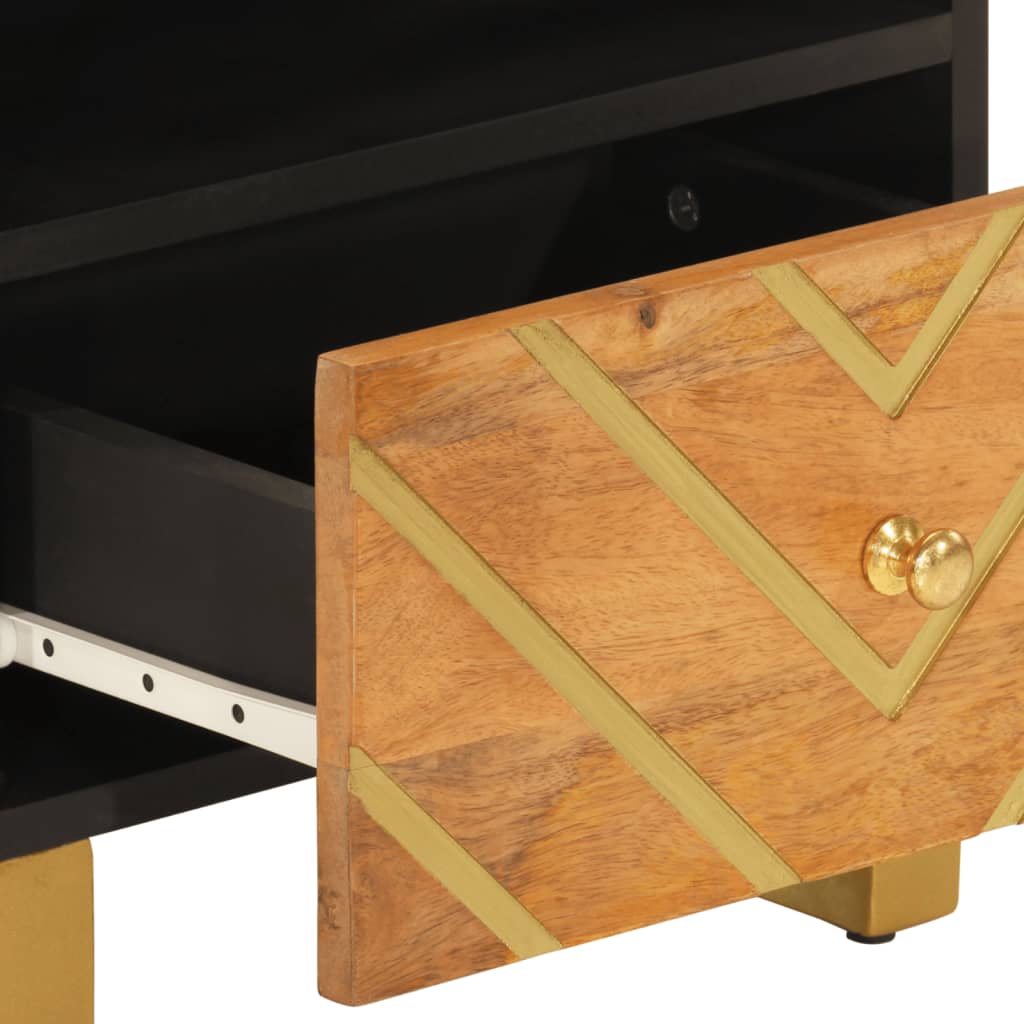 Tables de chevet 2 pcs marron et noir bois de manguier solide - XIOS