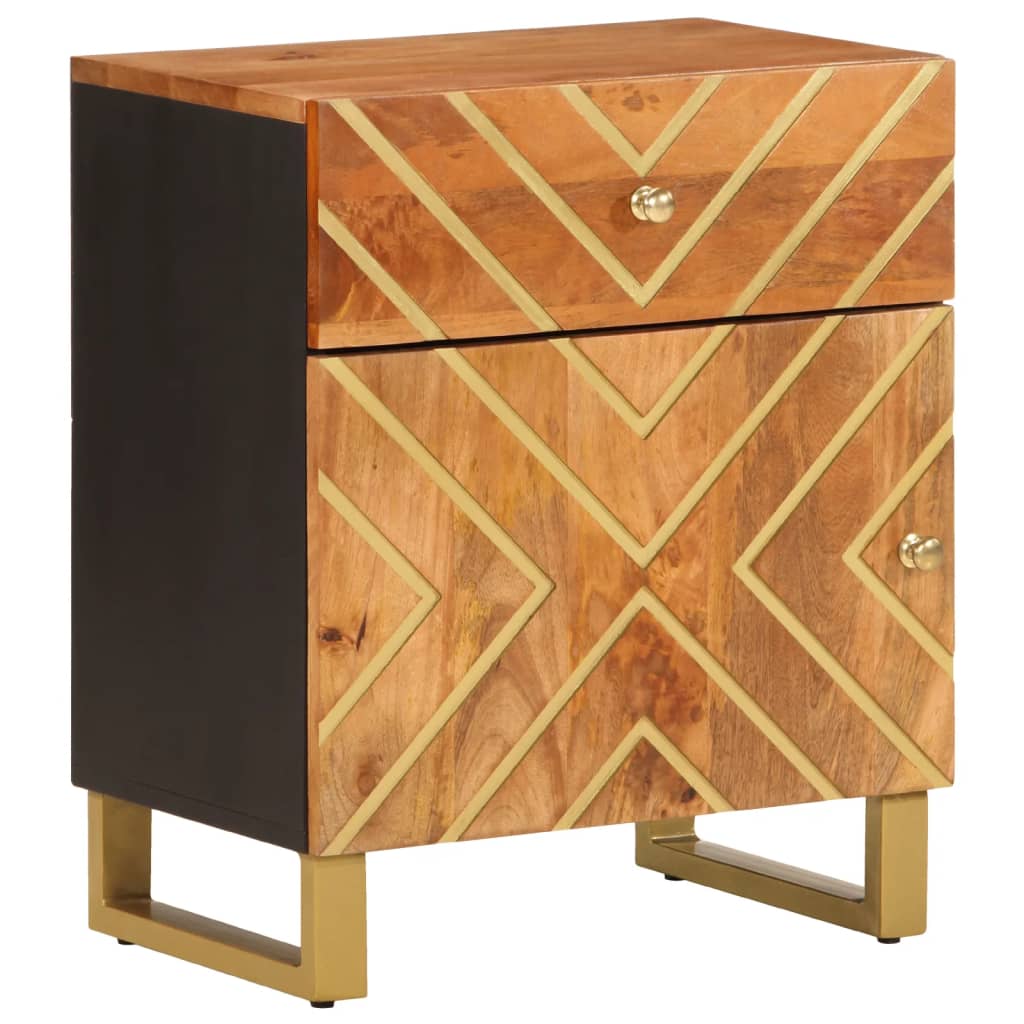 Table de chevet marron et noir 50x33x60 cm bois manguier solide - XIOS
