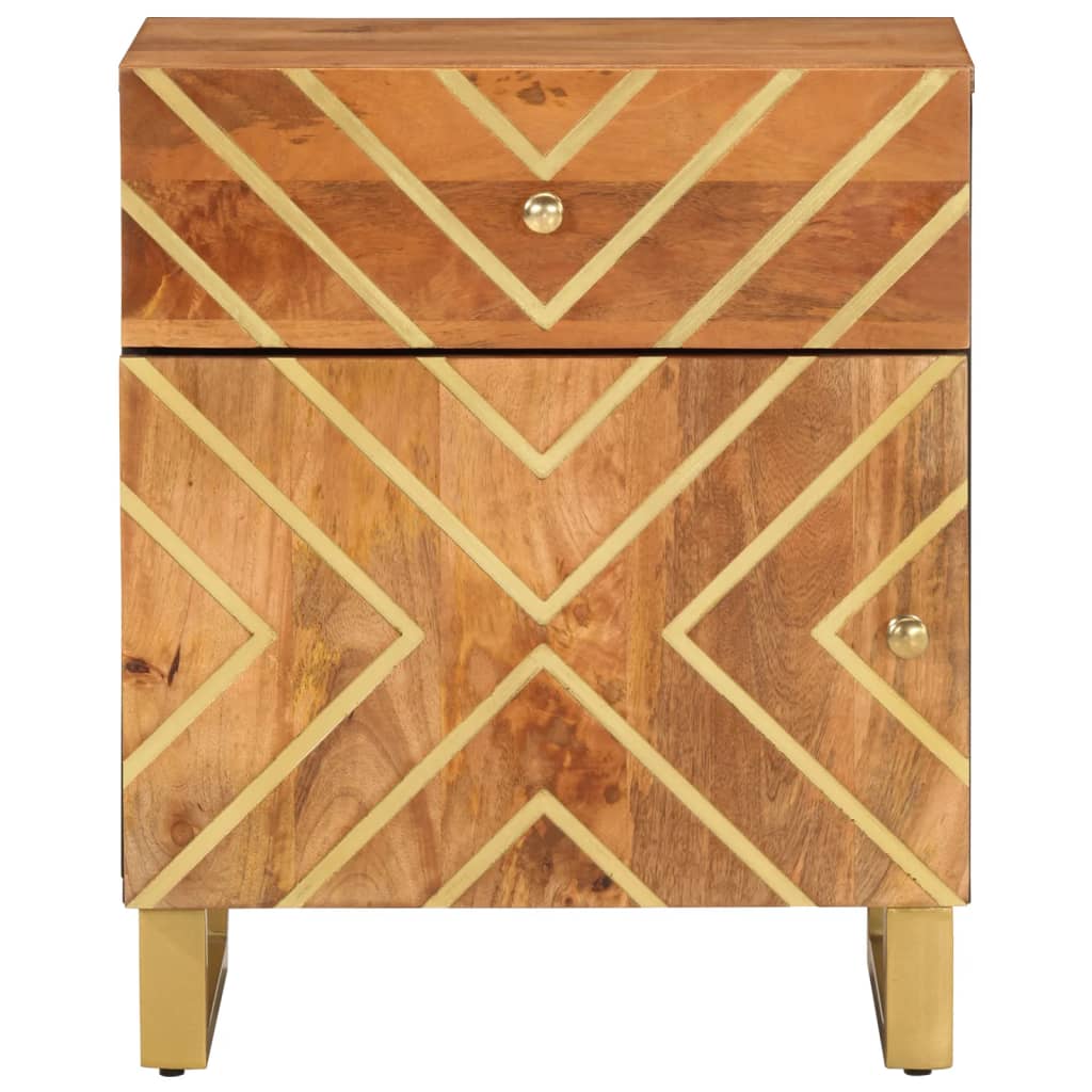 Table de chevet marron et noir 50x33x60 cm bois manguier solide - XIOS