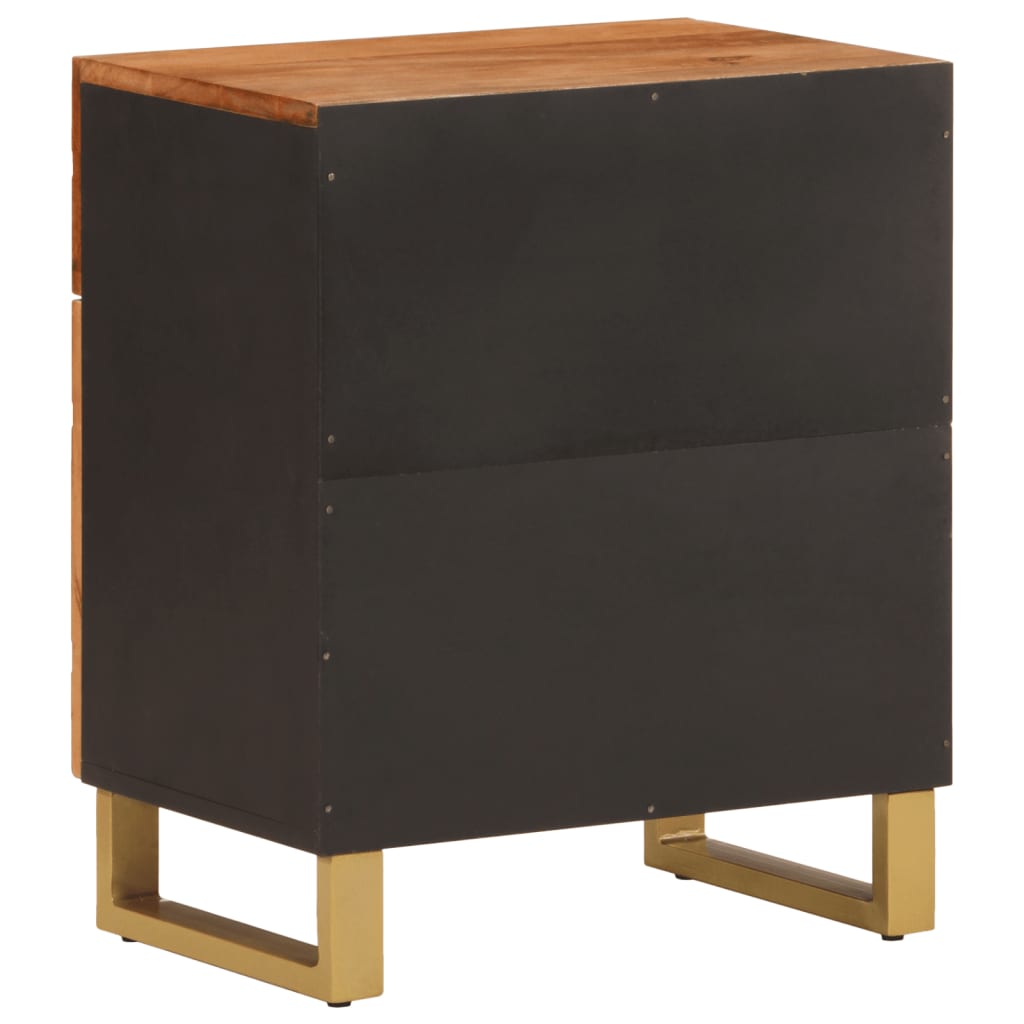 Table de chevet marron et noir 50x33x60 cm bois manguier solide - XIOS