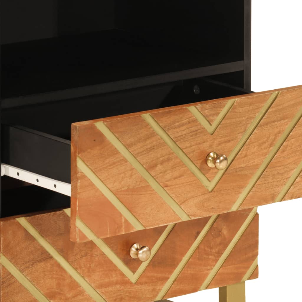 Table de chevet marron et noir 50x33x60 cm bois manguier solide - XIOS