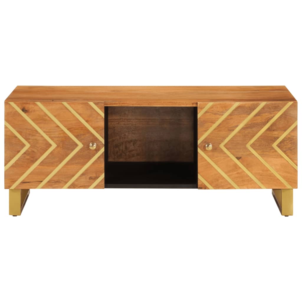 Table basse marron et noir 100x54x40 cm bois massif de manguier - XIOS