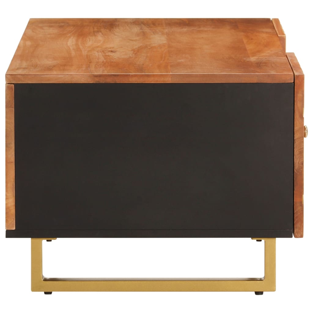 Table basse marron et noir 100x54x40 cm bois massif de manguier - XIOS