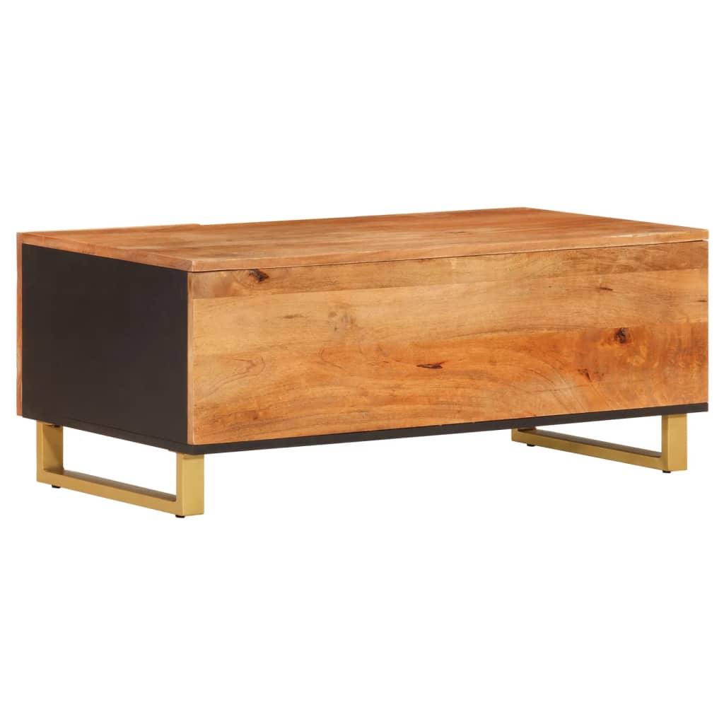 Table basse marron et noir 100x54x40 cm bois massif de manguier - XIOS