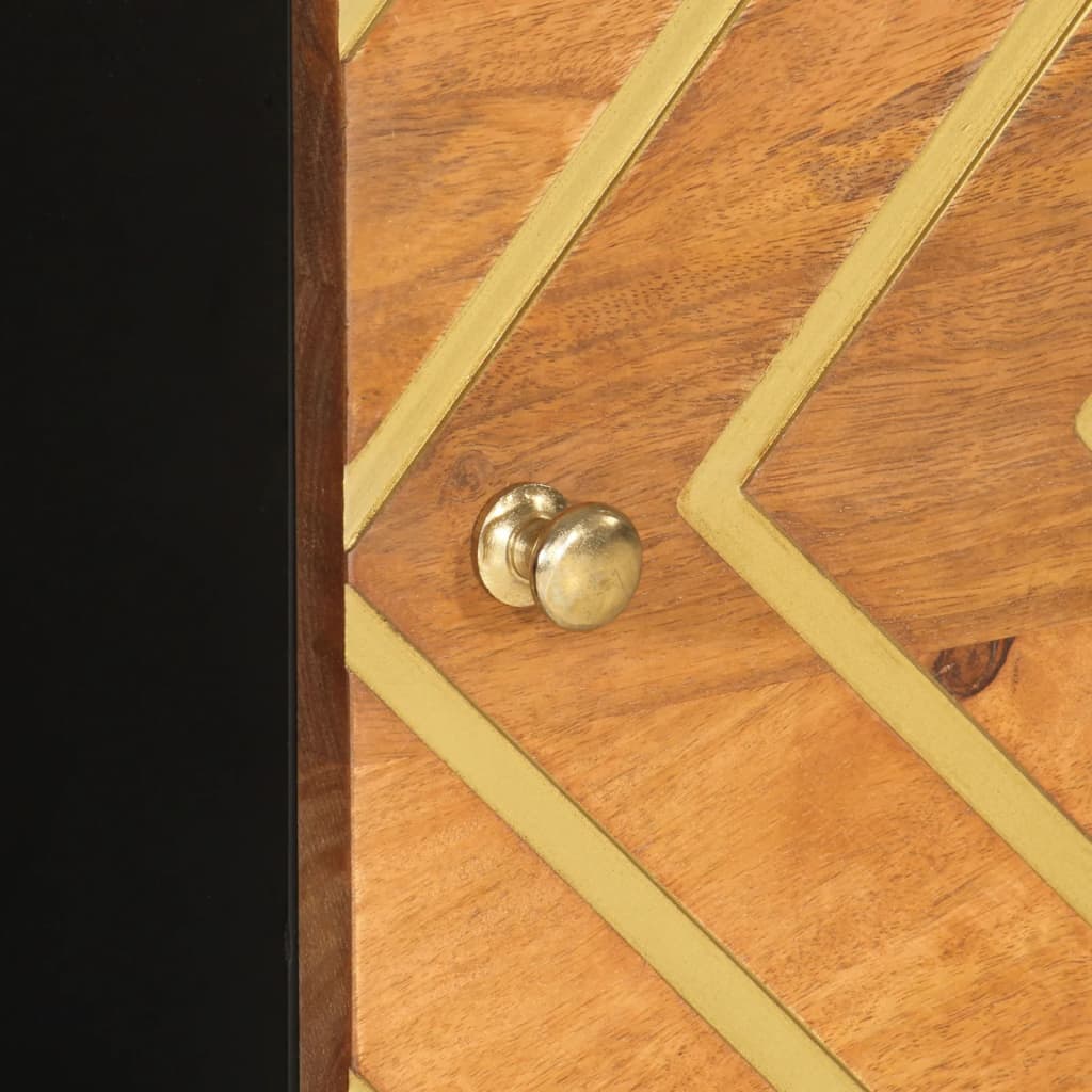 Table basse marron et noir 100x54x40 cm bois massif de manguier - XIOS