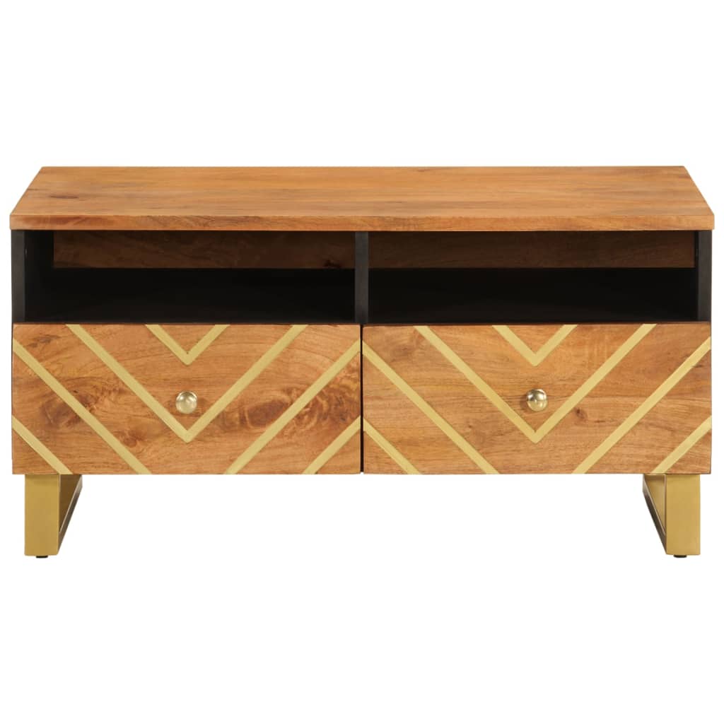 Table basse marron et noir 80x54x40 cm bois de massif manguier - XIOS