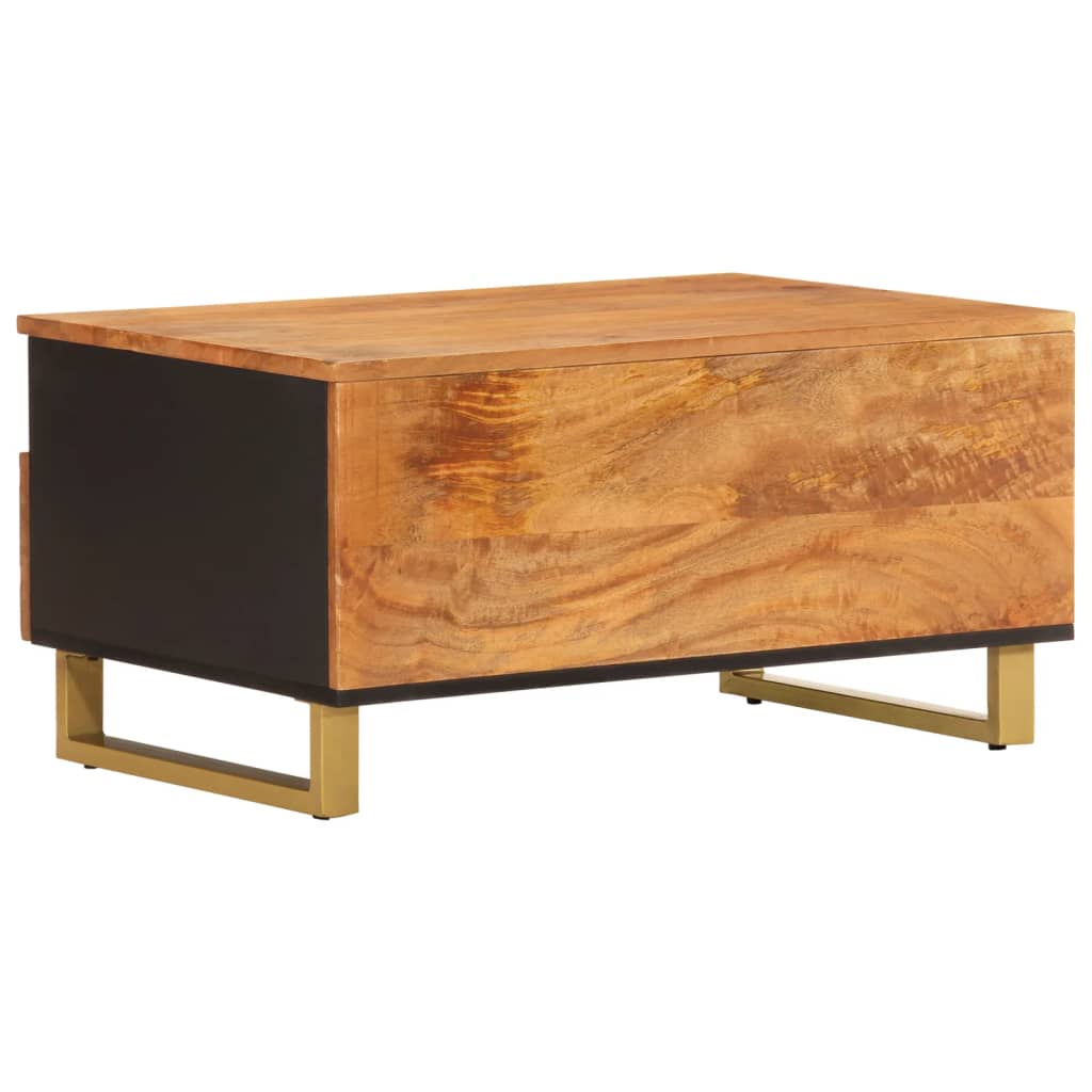 Table basse marron et noir 80x54x40 cm bois de massif manguier - XIOS