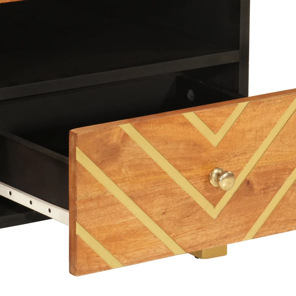 Table basse marron et noir 80x54x40 cm bois de massif manguier - XIOS