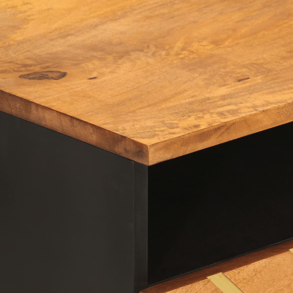 Table basse marron et noir 80x54x40 cm bois de massif manguier - XIOS