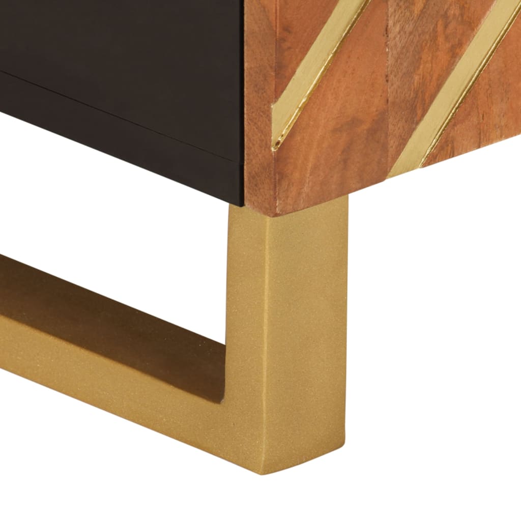 Meuble TV marron et noir 80x31,5x46 cm bois massif de manguier - XIOS