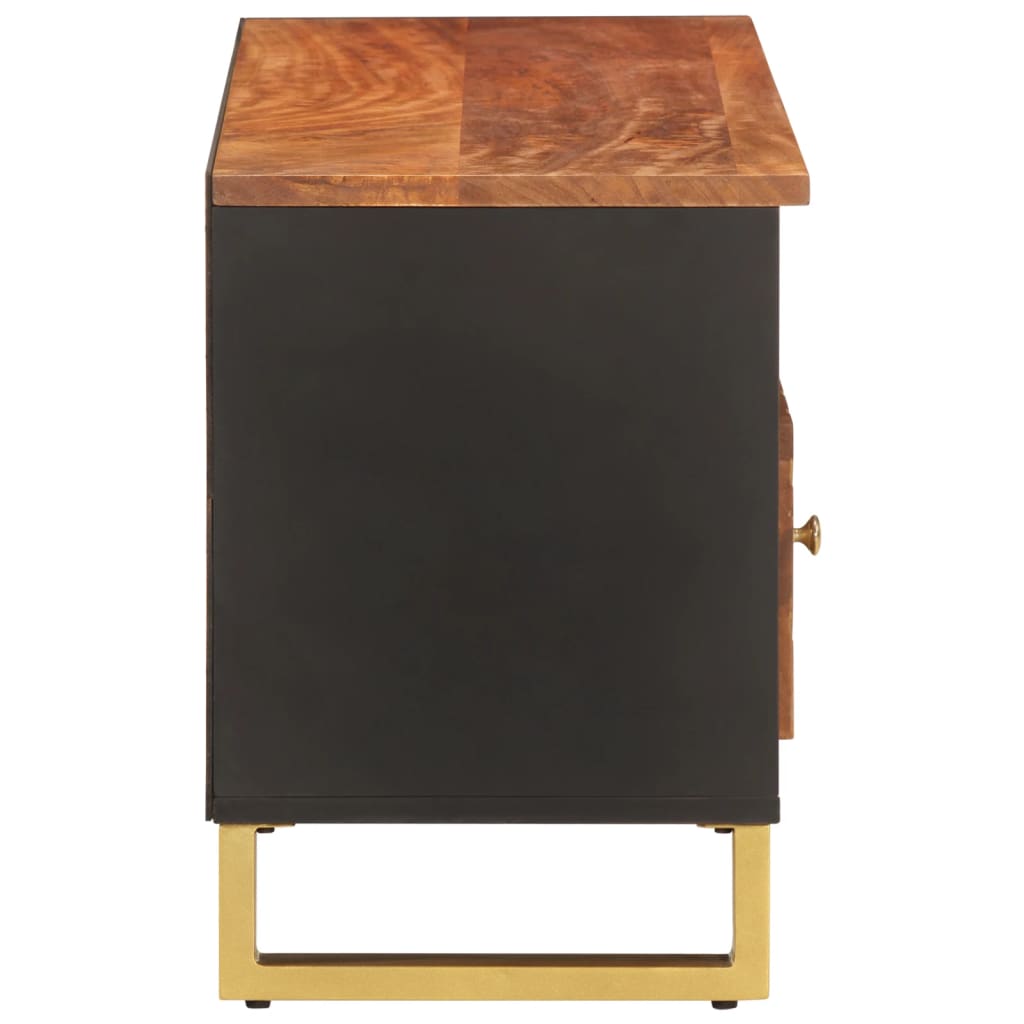 Meuble TV marron et noir 100x33,5x46 cm bois massif de manguier - XIOS
