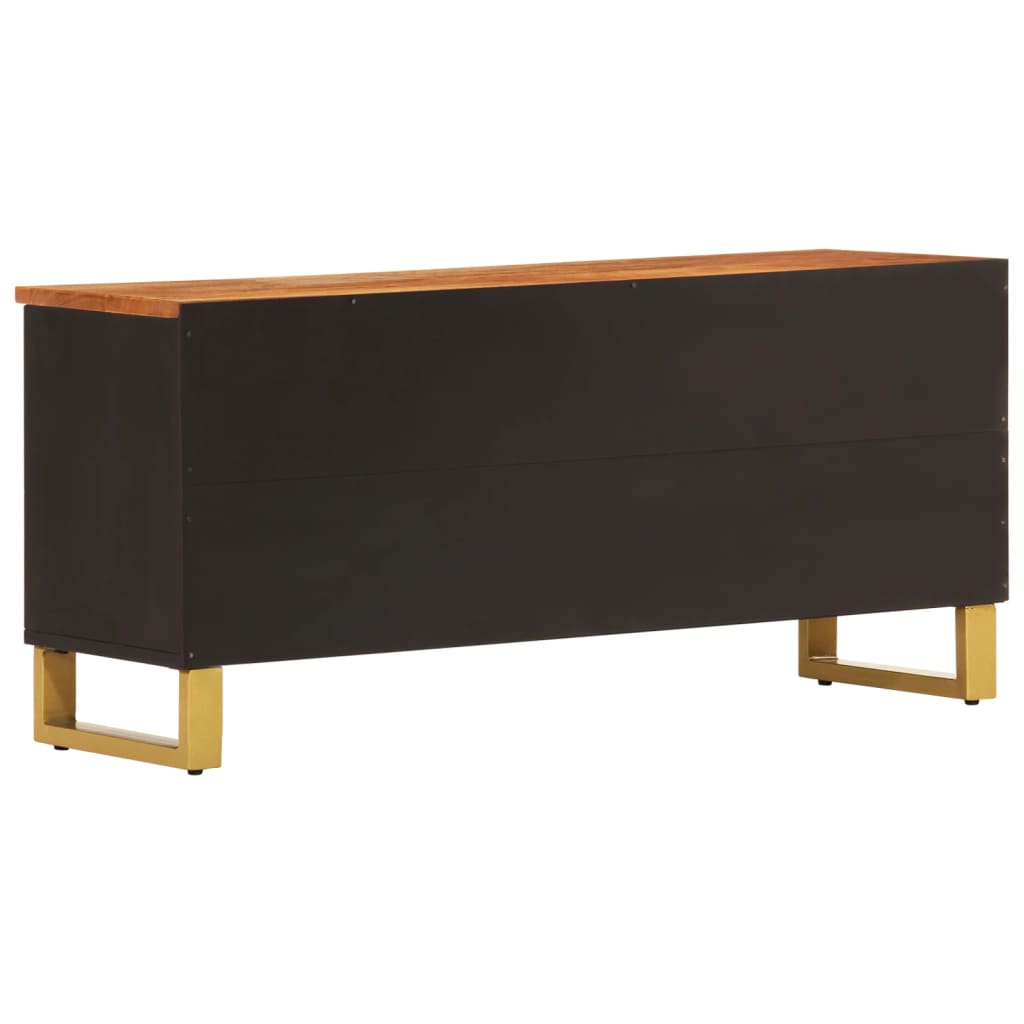 Meuble TV marron et noir 100x33,5x46 cm bois massif de manguier - XIOS