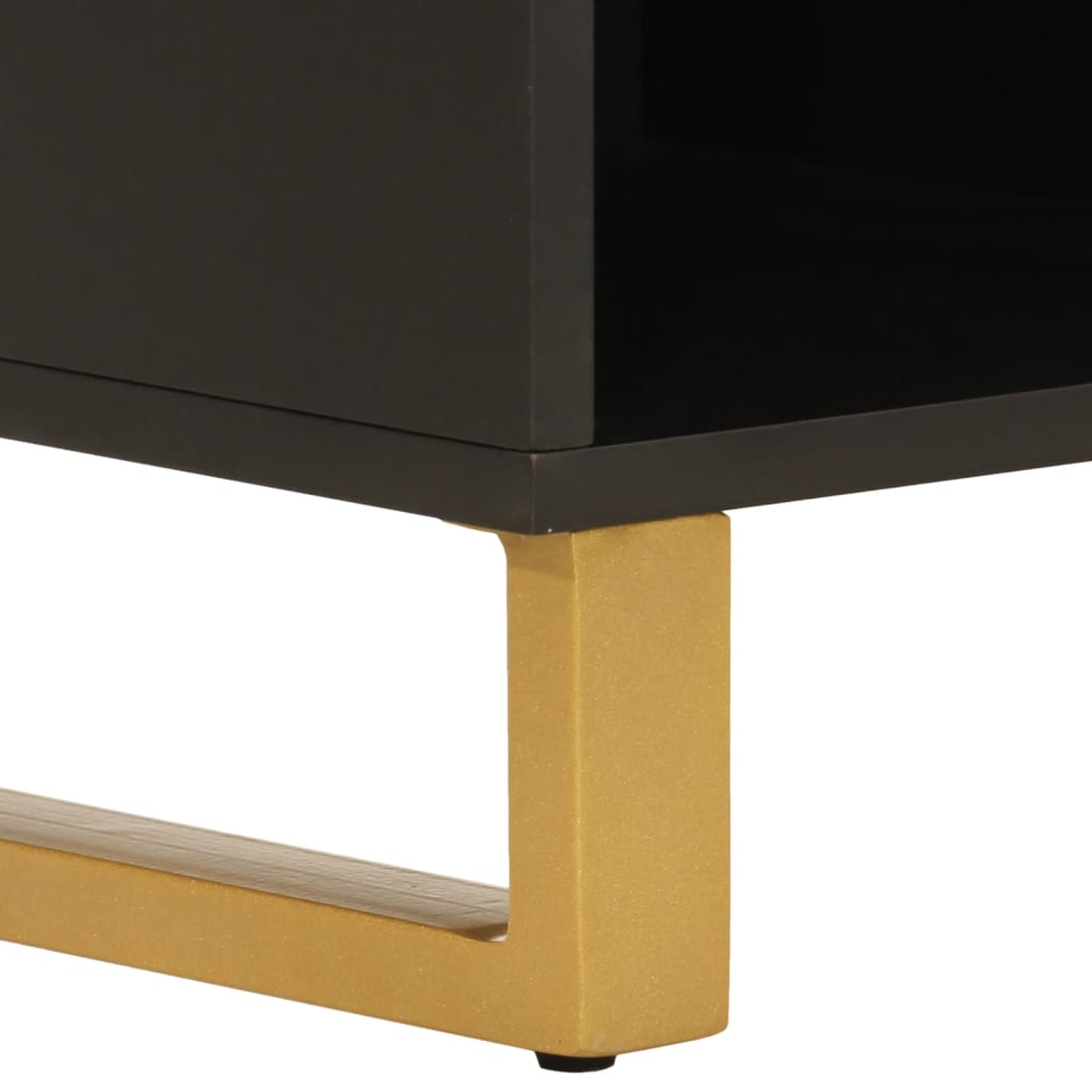 Meuble TV marron et noir 100x33,5x46 cm bois massif de manguier - XIOS