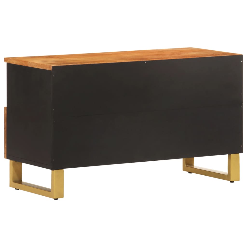 Meuble TV marron et noir 80x33,5x46 cm bois massif de manguier - XIOS