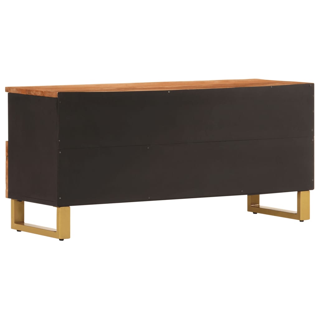 Meuble TV marron et noir 100x33,5x46 cm bois massif de manguier - XIOS