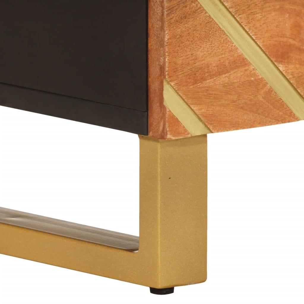 Meuble TV marron et noir 100x33,5x46 cm bois massif de manguier - XIOS