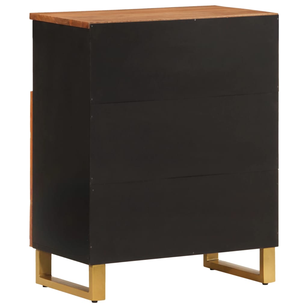 Armoire latérale marron et noir 60x33,5x75 cm bois de manguier - XIOS
