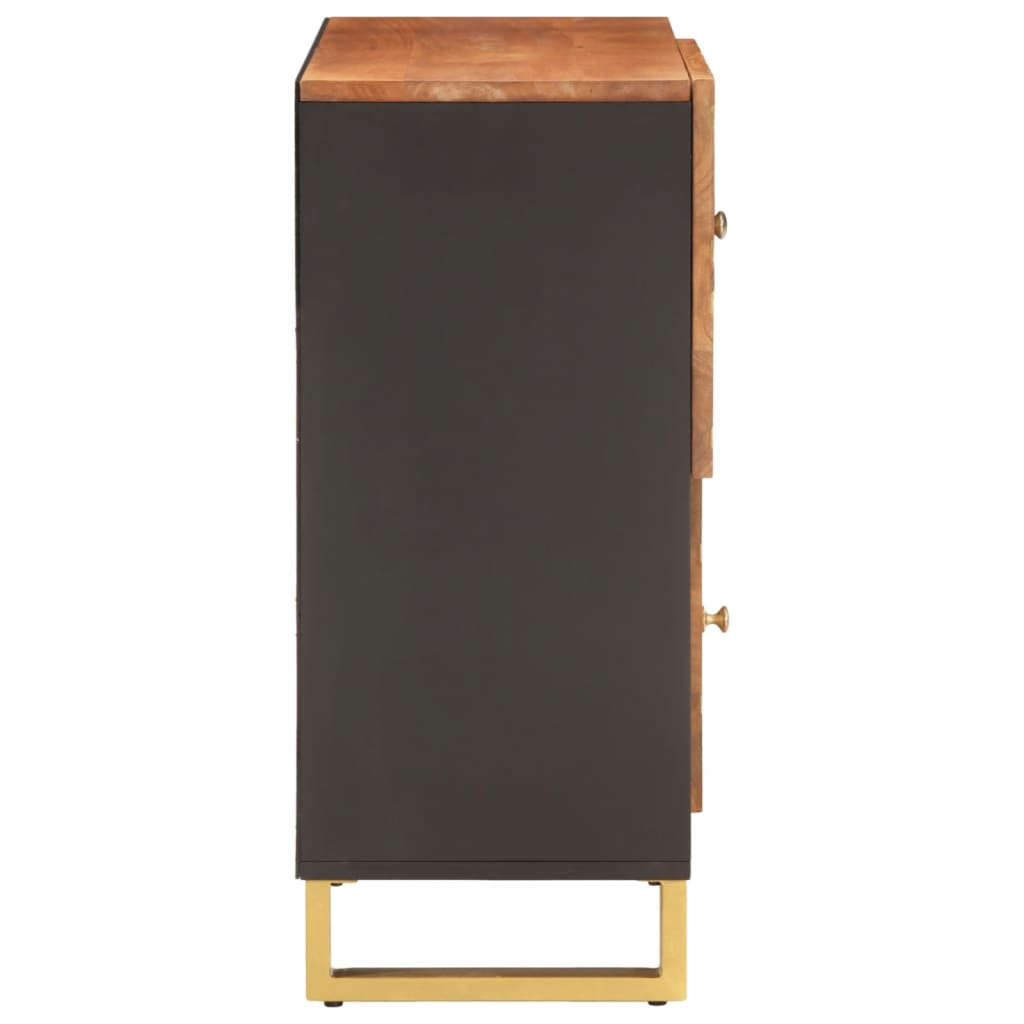 Armoire latérale marron et noir 80x33,5x75 cm bois de manguier - XIOS
