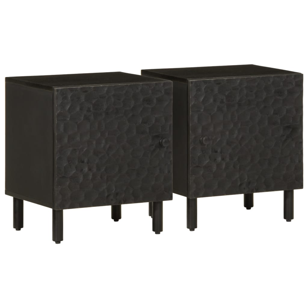 Tables de chevet 2 pcs noir 40x33x46 cm bois de manguier solide - XIOS