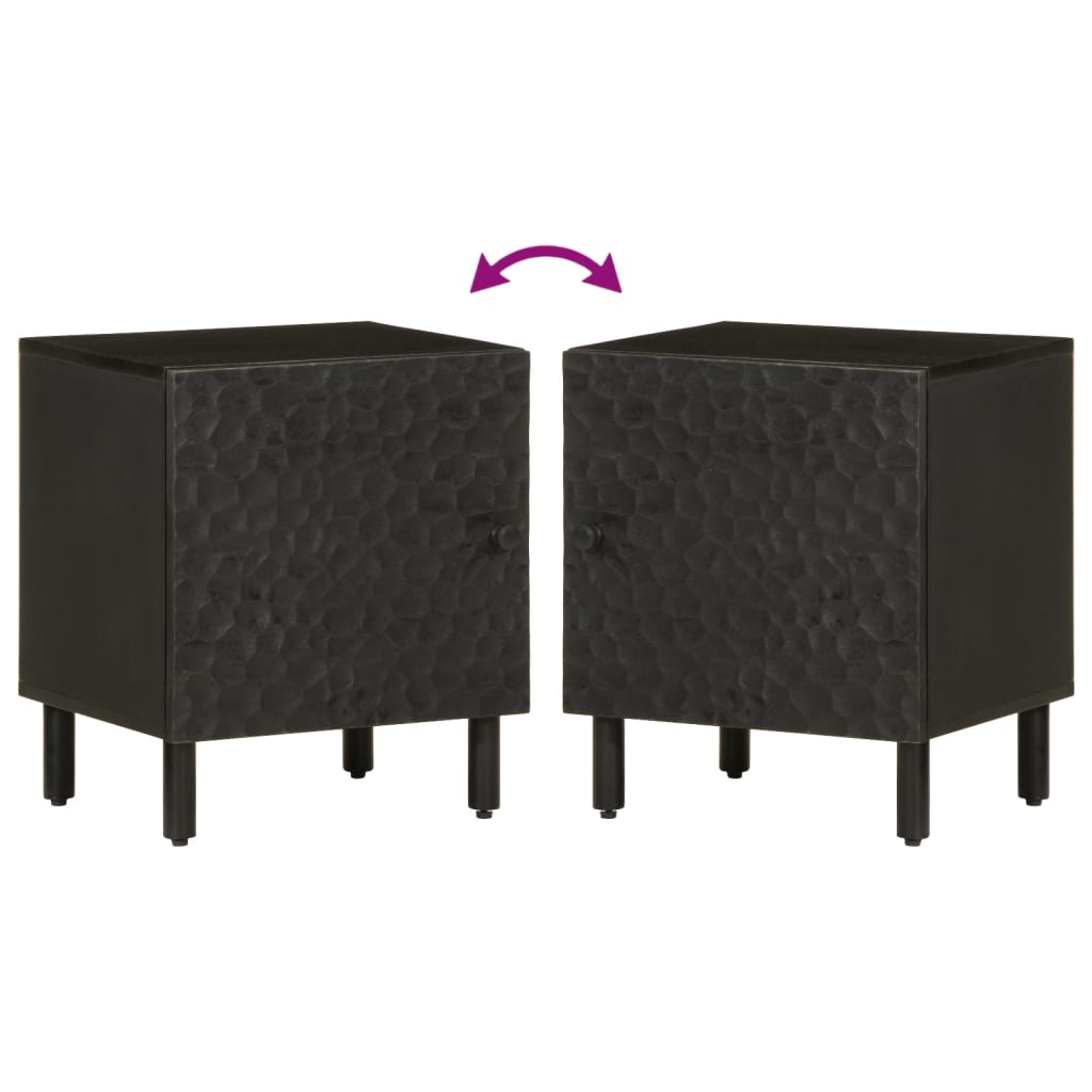 Tables de chevet 2 pcs noir 40x33x46 cm bois de manguier solide - XIOS