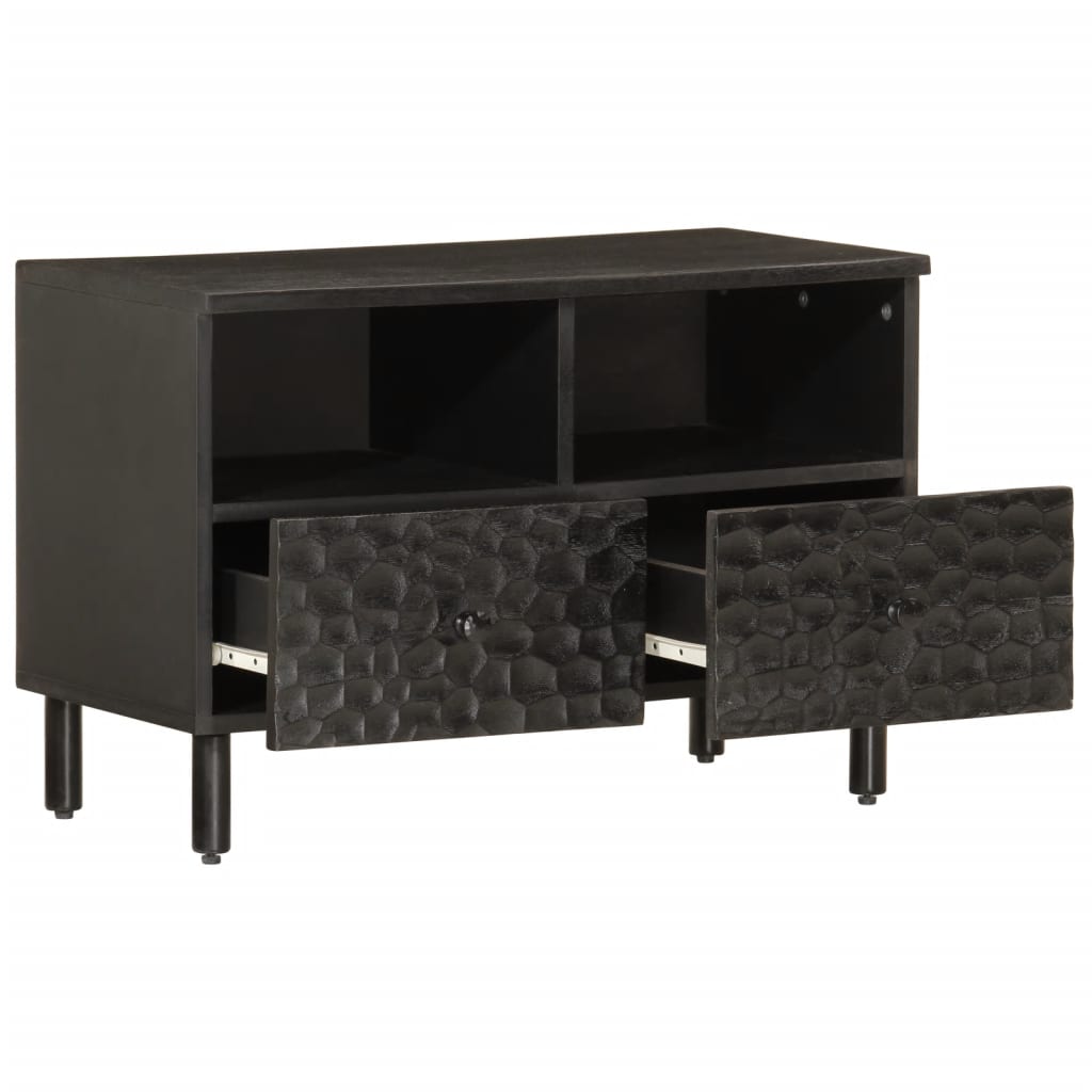 Meuble TV noir 70x33x46 cm bois massif de manguier - XIOS