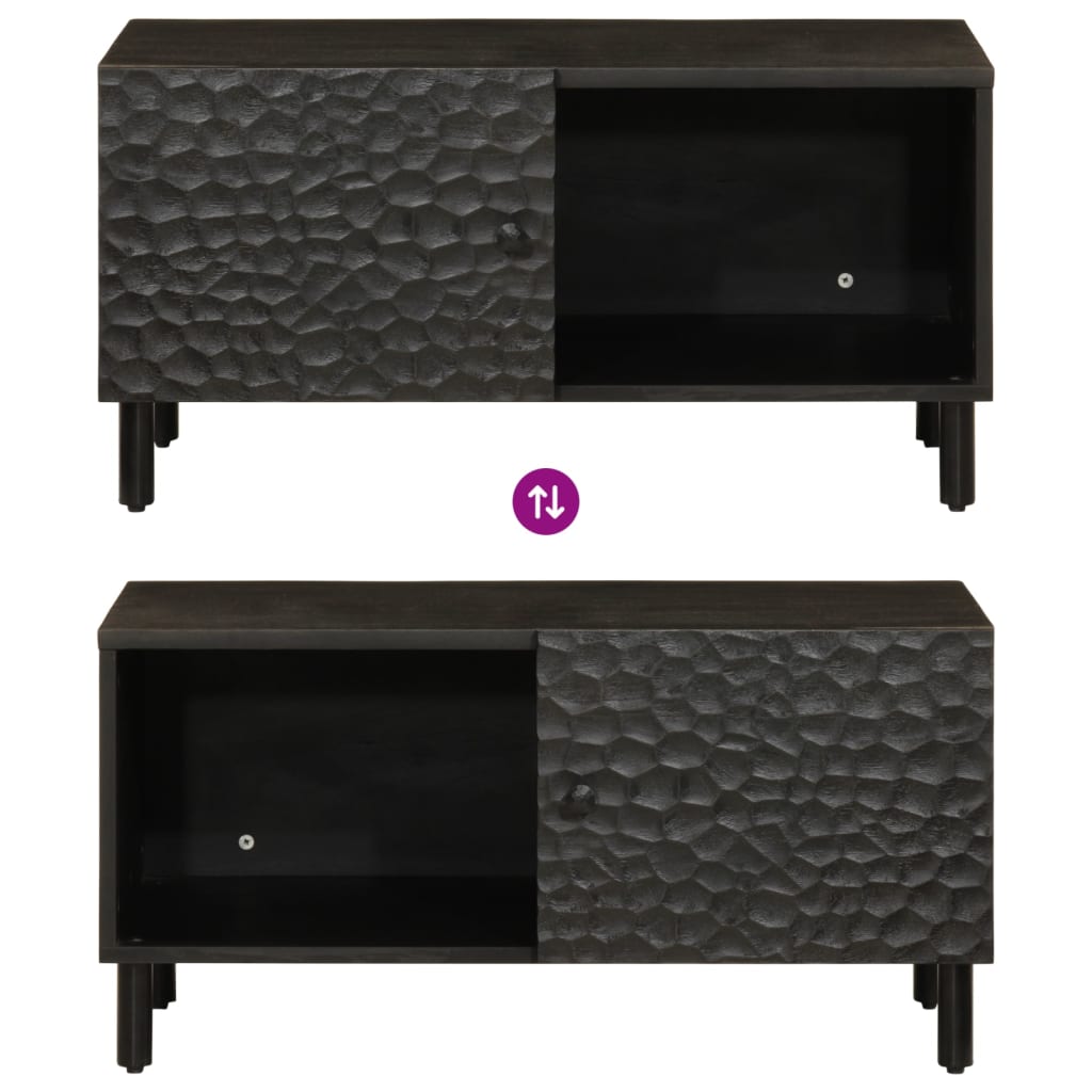 Table basse noir 80x50x40 cm bois massif de manguier - XIOS