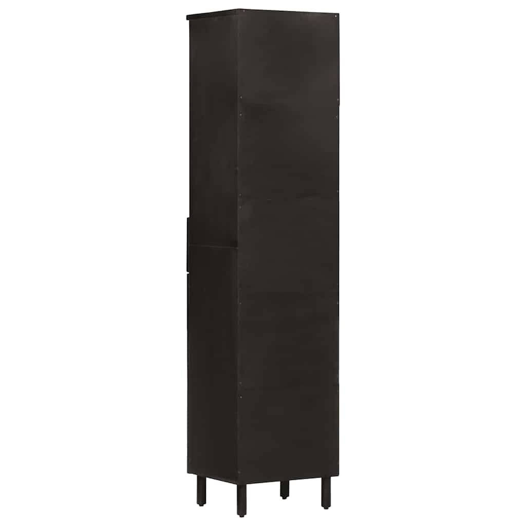 Armoire de salle de bain noir 38x33x160 cm bois massif manguier