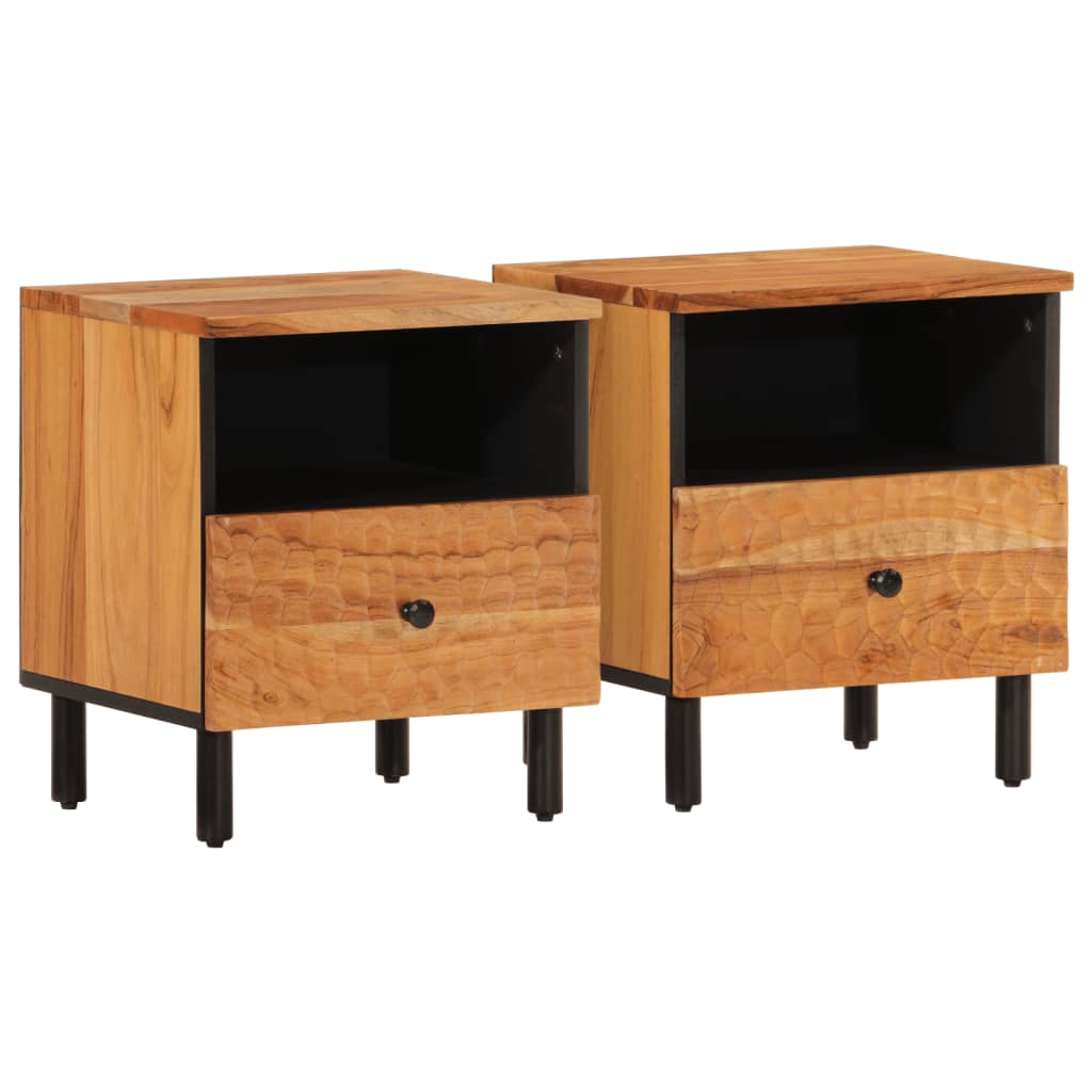 Tables de chevet 2 pcs 40x33x46 cm Bois d'acacia massif - XIOS
