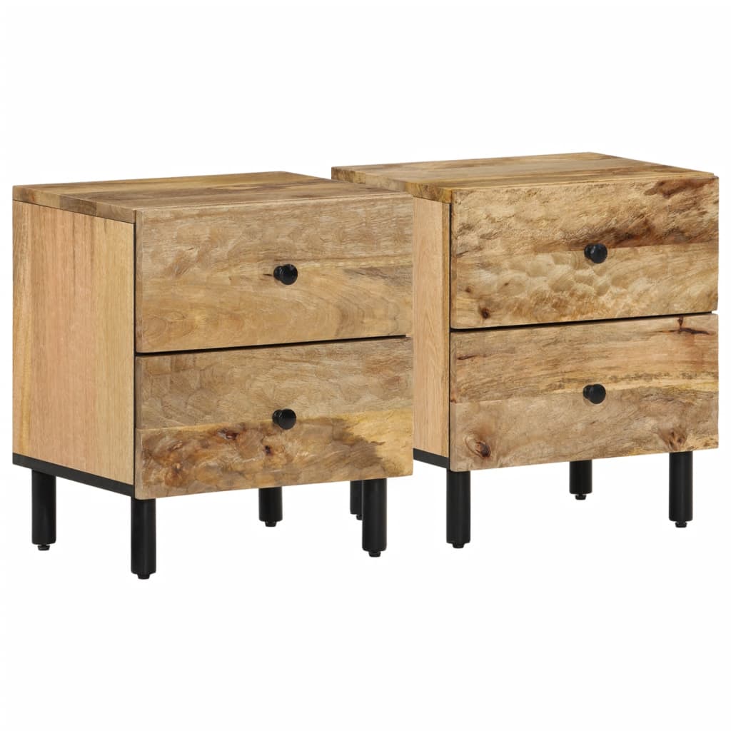 Tables de chevet 2 pcs 40x33x46 cm Bois de manguier solide - XIOS