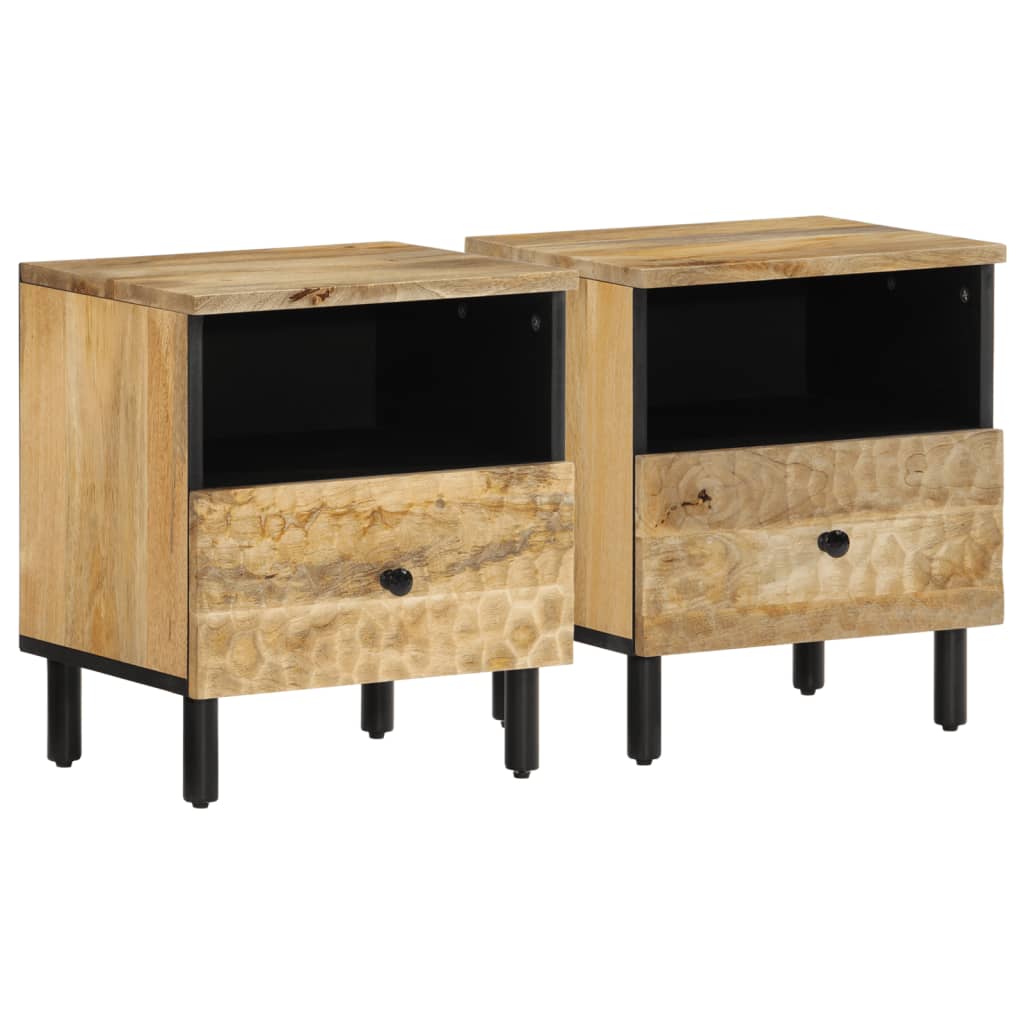 Tables de chevet 2 pcs 40x33x46 cm Bois de manguier solide - XIOS