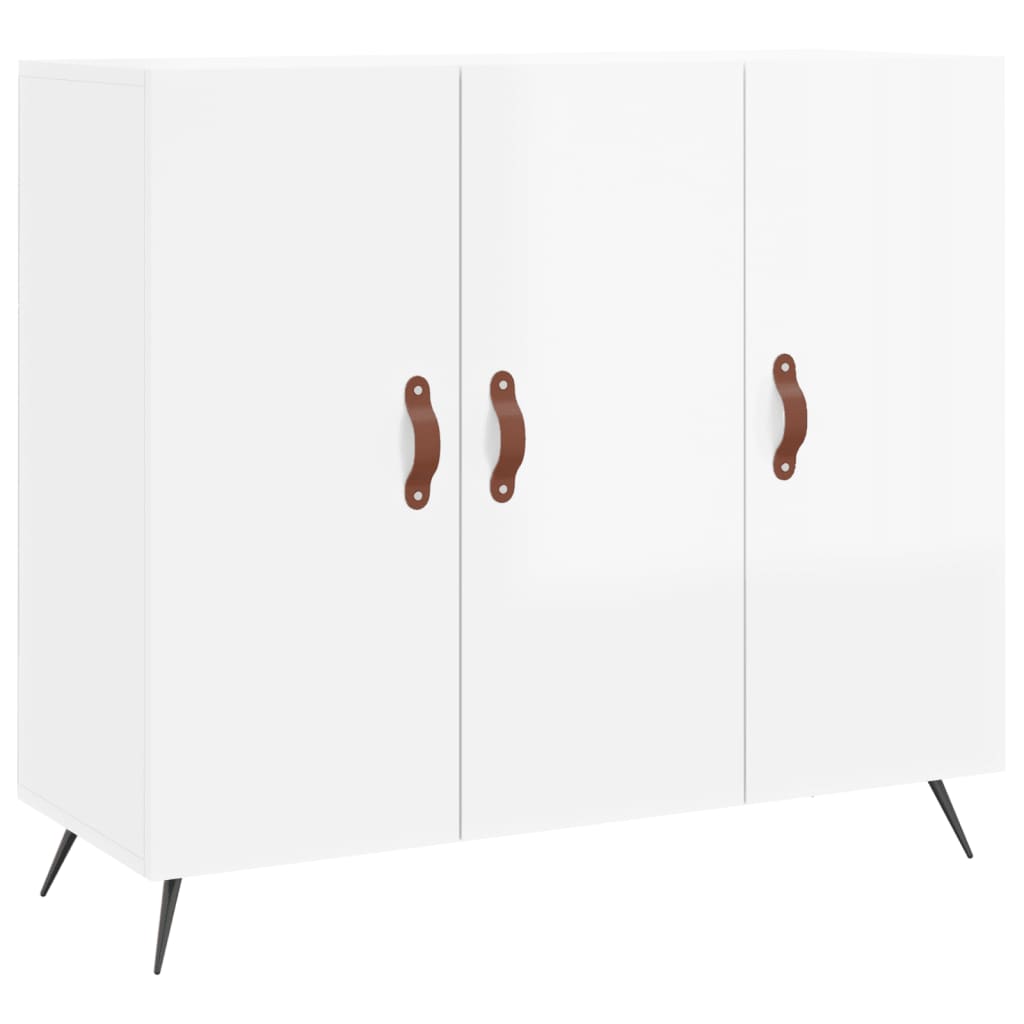 Buffet blanc brillant 90x34x80 cm bois d'ingénierie - XIOS