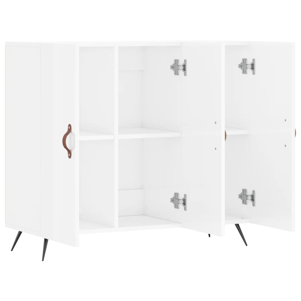 Buffet blanc brillant 90x34x80 cm bois d'ingénierie - XIOS