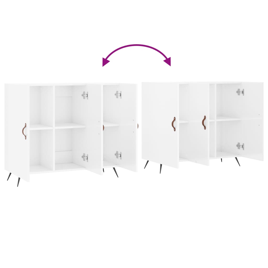 Buffet blanc brillant 90x34x80 cm bois d'ingénierie - XIOS