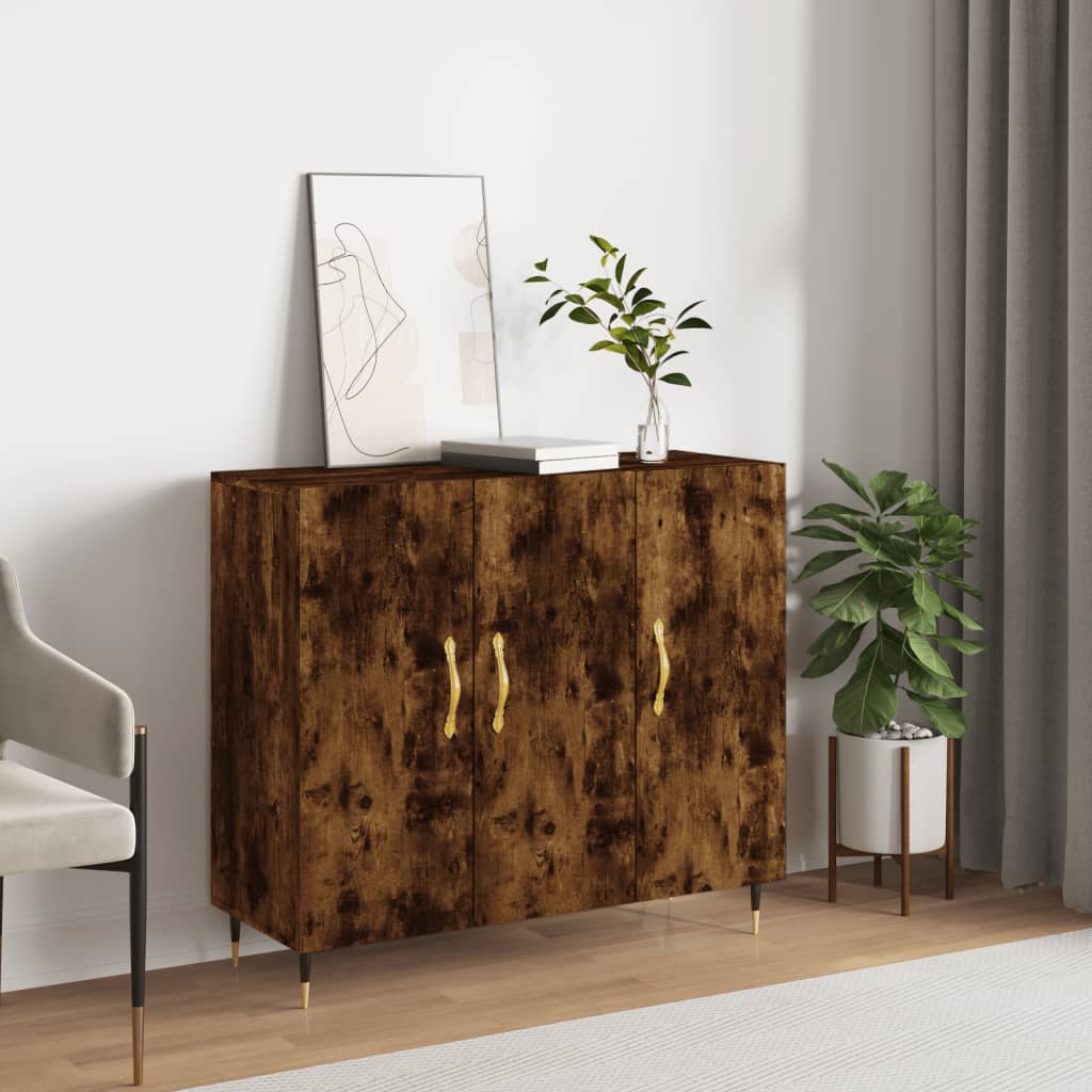 Buffet chêne fumé 90x34x80 cm bois d'ingénierie - XIOS