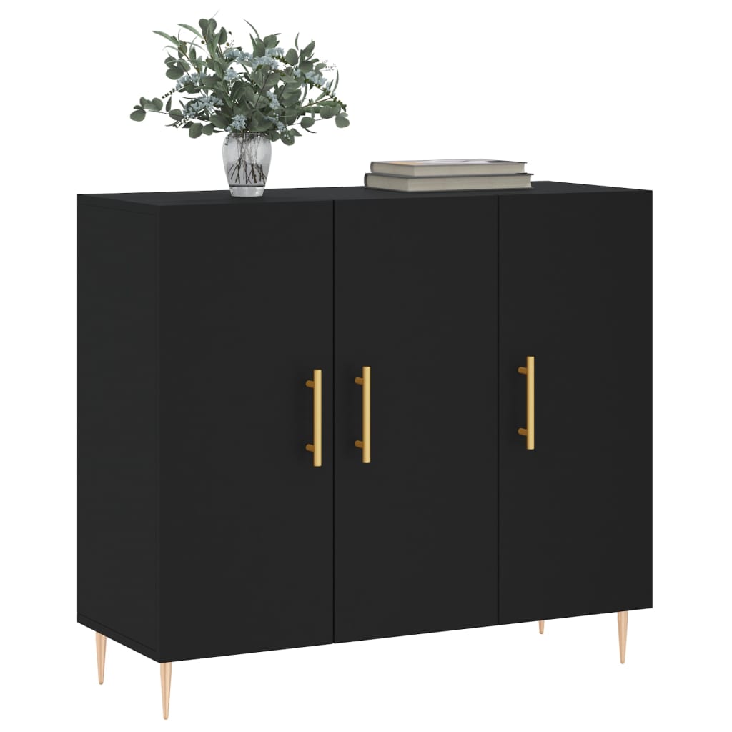 Buffet noir 90x34x80 cm bois d'ingénierie - XIOS