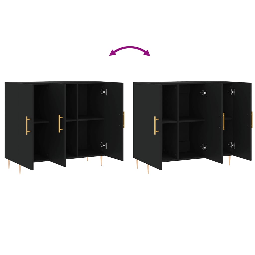 Buffet noir 90x34x80 cm bois d'ingénierie - XIOS