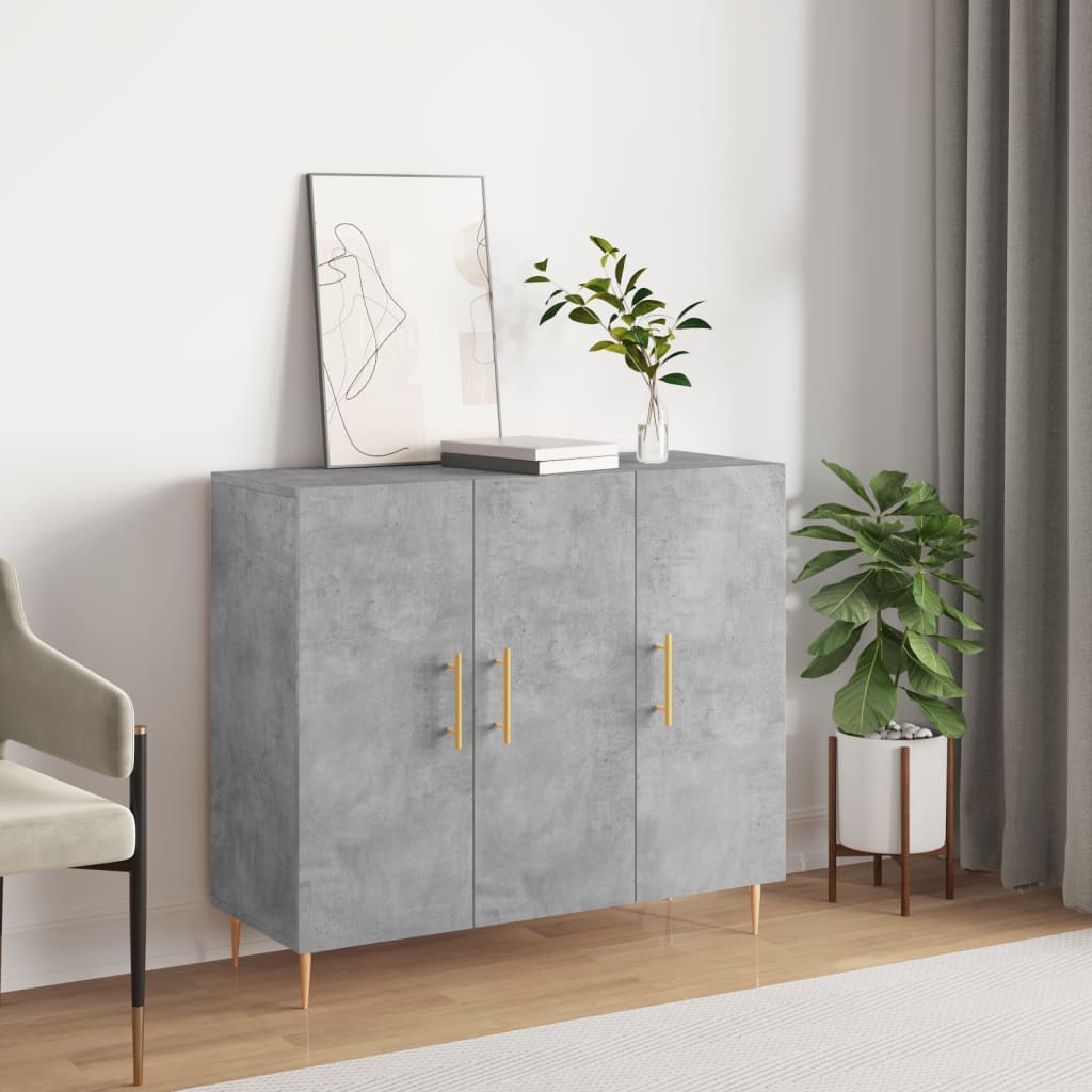 Buffet gris béton 90x34x80 cm bois d'ingénierie - XIOS