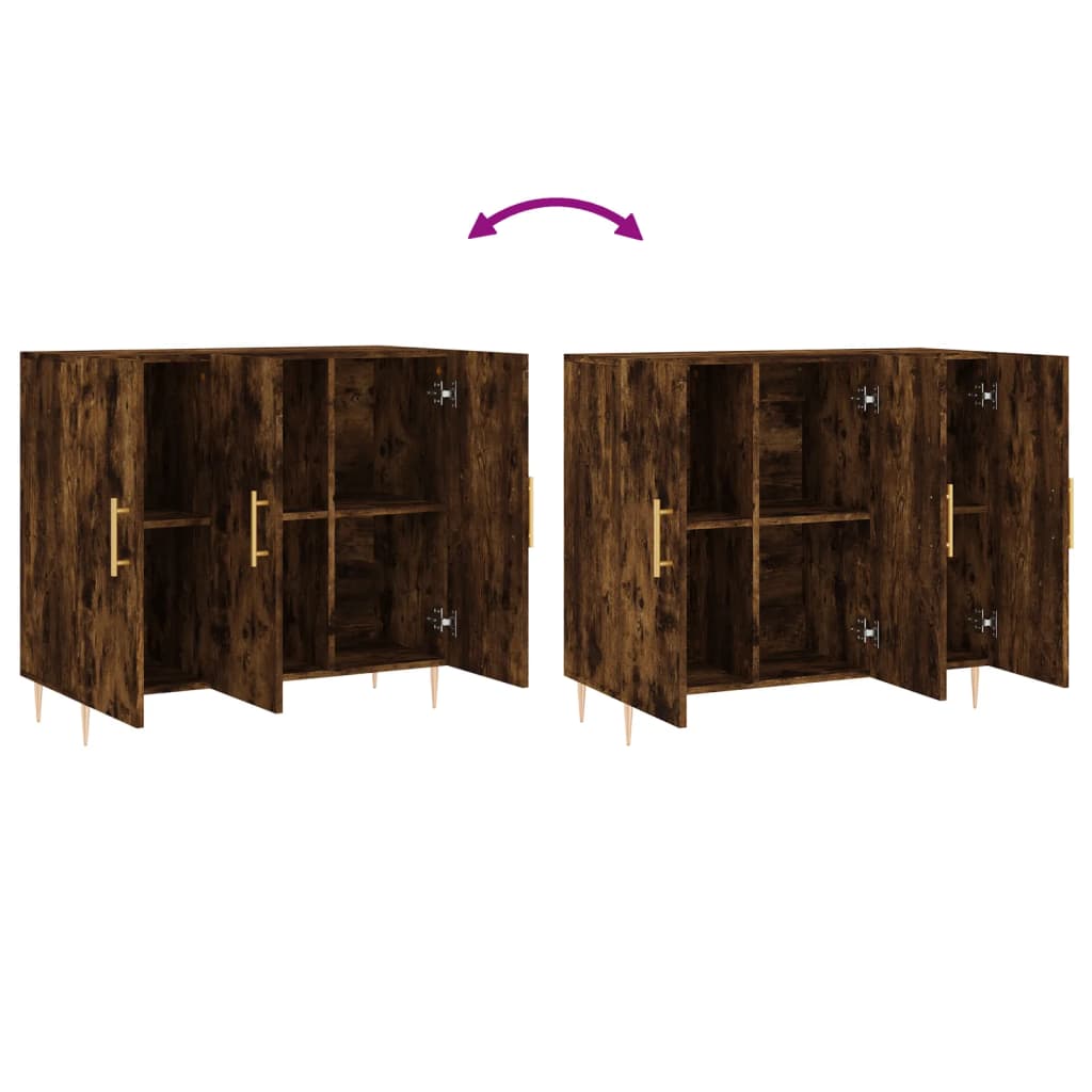 Buffet chêne fumé 90x34x80 cm bois d'ingénierie - XIOS